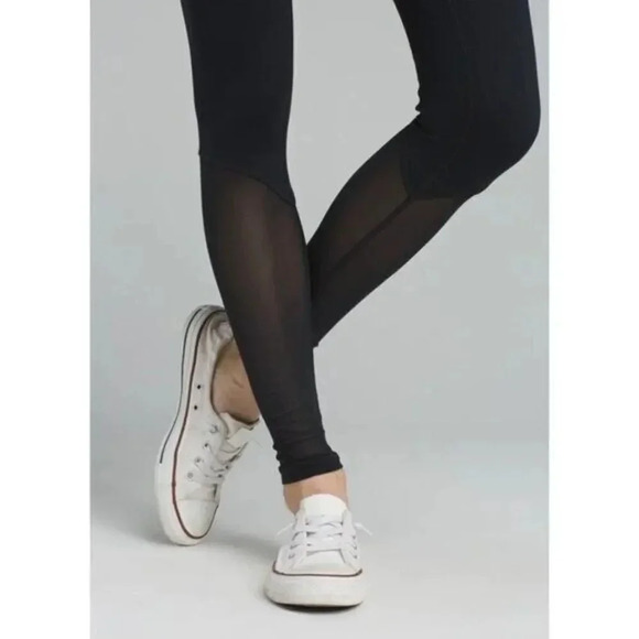 Prana Black Momento Aire Mesh Full Length Athletic Leggings S - Picture 2 of 6